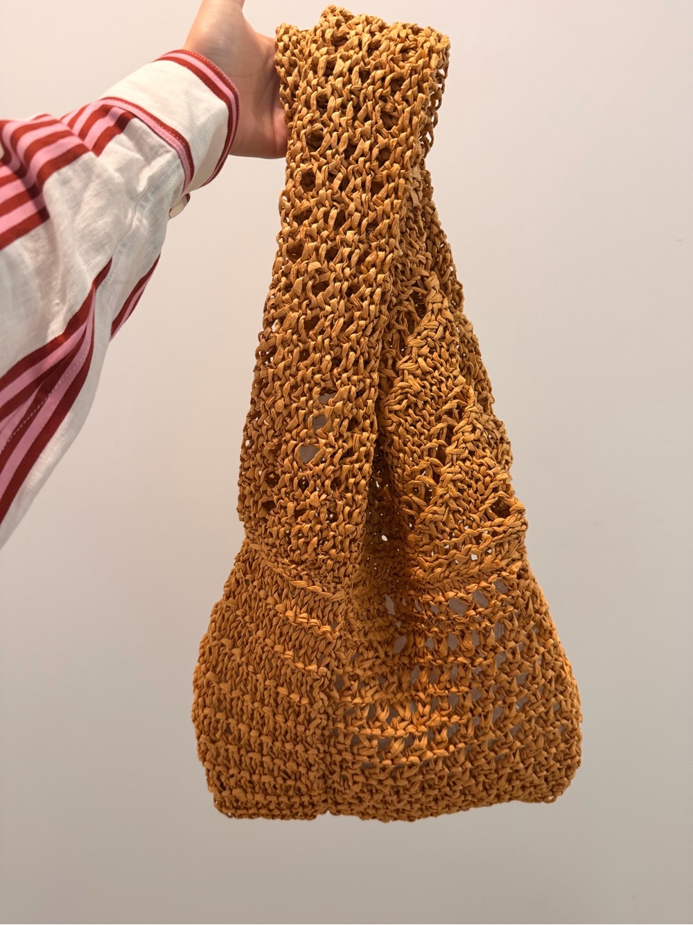 Veronica Beard Mustard Crochet Tote